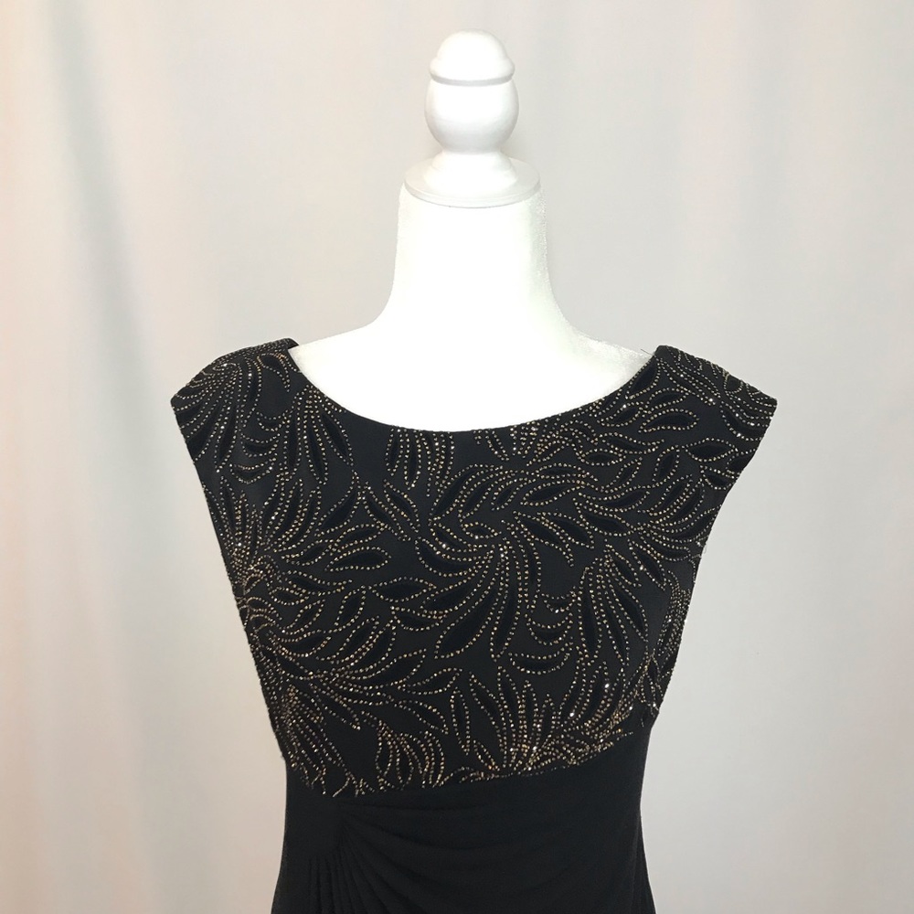 Golden beaded black sleeveless dress (#229)